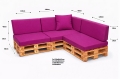 Set di 8 cuscini piatti da giardino in pallet:  Rosa