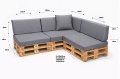 Set di 8 cuscini piatti da giardino in pallet:  Grigio