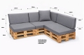 Set di 8 cuscini piatti da giardino in pallet:  Grigio