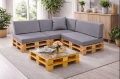 Set di 8 cuscini piatti da giardino in pallet:  Grigio