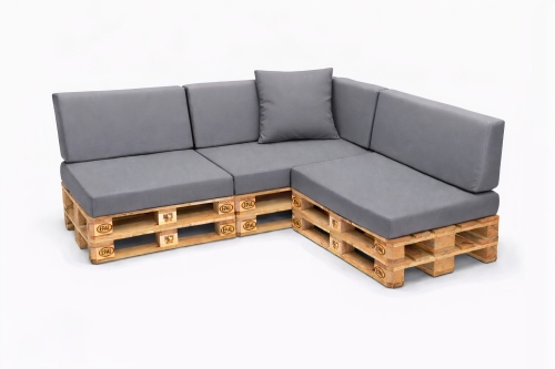 Set di 8 cuscini piatti da giardino in pallet:  Grigio