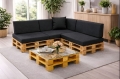 Set di 8 cuscini piatti da giardino in pallet:  Nero