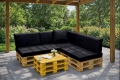 Set di 8 cuscini piatti da giardino in pallet:  Nero