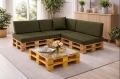 Set di 8 cuscini piatti da giardino in pallet:  Verde