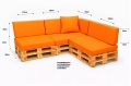 Set di 8 cuscini piatti da giardino in pallet:  Arancione