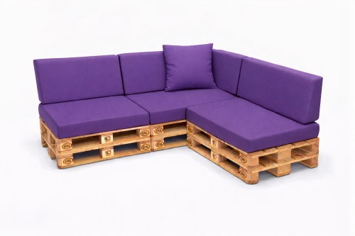 Set di 8 cuscini piatti da giardino in pallet:  Viola
