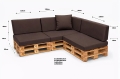 Set di 8 cuscini piatti da giardino in pallet:  Marrone
