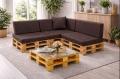 Set di 8 cuscini piatti da giardino in pallet:  Marrone