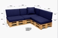 Set di 8 cuscini piatti da giardino in pallet:  Blu marino