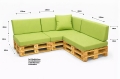 Set di 8 cuscini piatti da giardino in pallet:  Verde