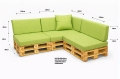 Set di 8 cuscini piatti da giardino in pallet:  Verde