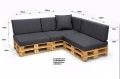 Set di 8 cuscini piatti da giardino in pallet:  Antracite