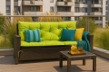 Cuscino trapuntato per divano in rattan : Lime