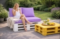 Zestaw 3  poduszek ogrodowych  na palety purpurowe Triple