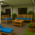 Cuscino per panca da giardino Blu Flat  