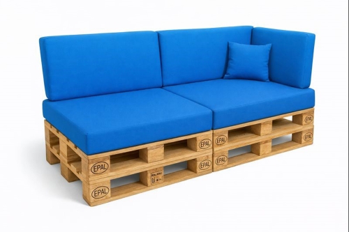 Set mit 6 flachen Gartenpalettenkissen: Blau