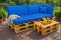 Set mit 6 flachen Gartenpalettenkissen: Blau