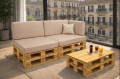 Set mit 6 flachen Gartenpalettenkissen: Beige