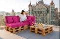 Set mit 6 flachen Gartenpalettenkissen: Pink