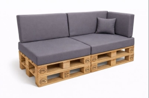 Set mit 6 flachen Gartenpalettenkissen: Hellgrau