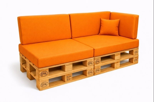 Set mit 6 flachen Gartenpalettenkissen: Orange