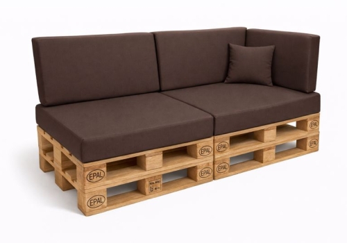 Set mit 6 flachen Gartenpalettenkissen: Braun