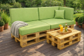 Set mit 6 flachen Gartenpalettenkissen: Limette