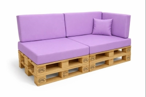 Set mit 6 flachen Gartenpalettenkissen: Hellviolett