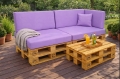 Set mit 6 flachen Gartenpalettenkissen: Hellviolett