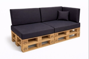 Set mit 6 flachen Gartenpalettenkissen: Anthrazit