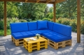 Set mit 8 flachen Gartenpalettenkissen: Blau