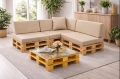 Set mit 8 flachen Gartenpalettenkissen: Beige