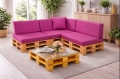 Set mit 8 flachen Gartenpalettenkissen: Pink