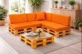 Set mit 8 flachen Gartenpalettenkissen: Orange