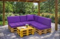 Set mit 8 flachen Gartenpalettenkissen: Dunkelviolett