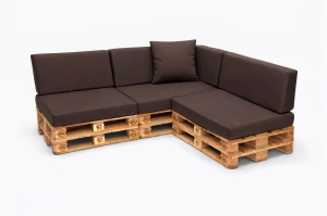 Set mit 8 flachen Gartenpalettenkissen: Braun