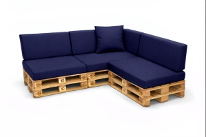 Set mit 8 flachen Gartenpalettenkissen: Marine