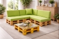 Set mit 8 flachen Gartenpalettenkissen: Limette