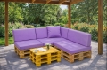 Set mit 8 flachen Gartenpalettenkissen: Hellviolett