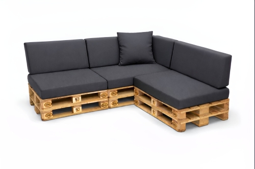 Set mit 8 flachen Gartenpalettenkissen: Anthrazit