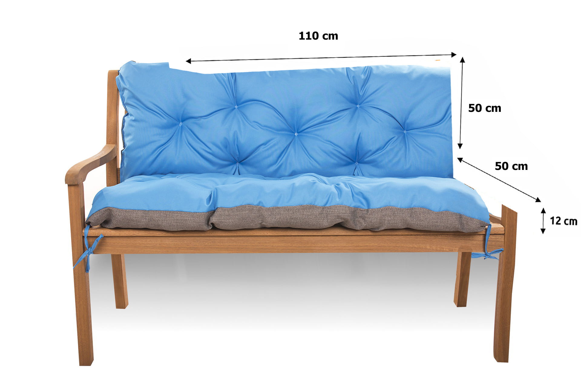 Cuscino Per Panca Da Giardino 2-3 Posti – Impermeabile, In Tessuto Oxford, 100x50x50 Cm, Con Lacci Di Fissaggio, Bianco