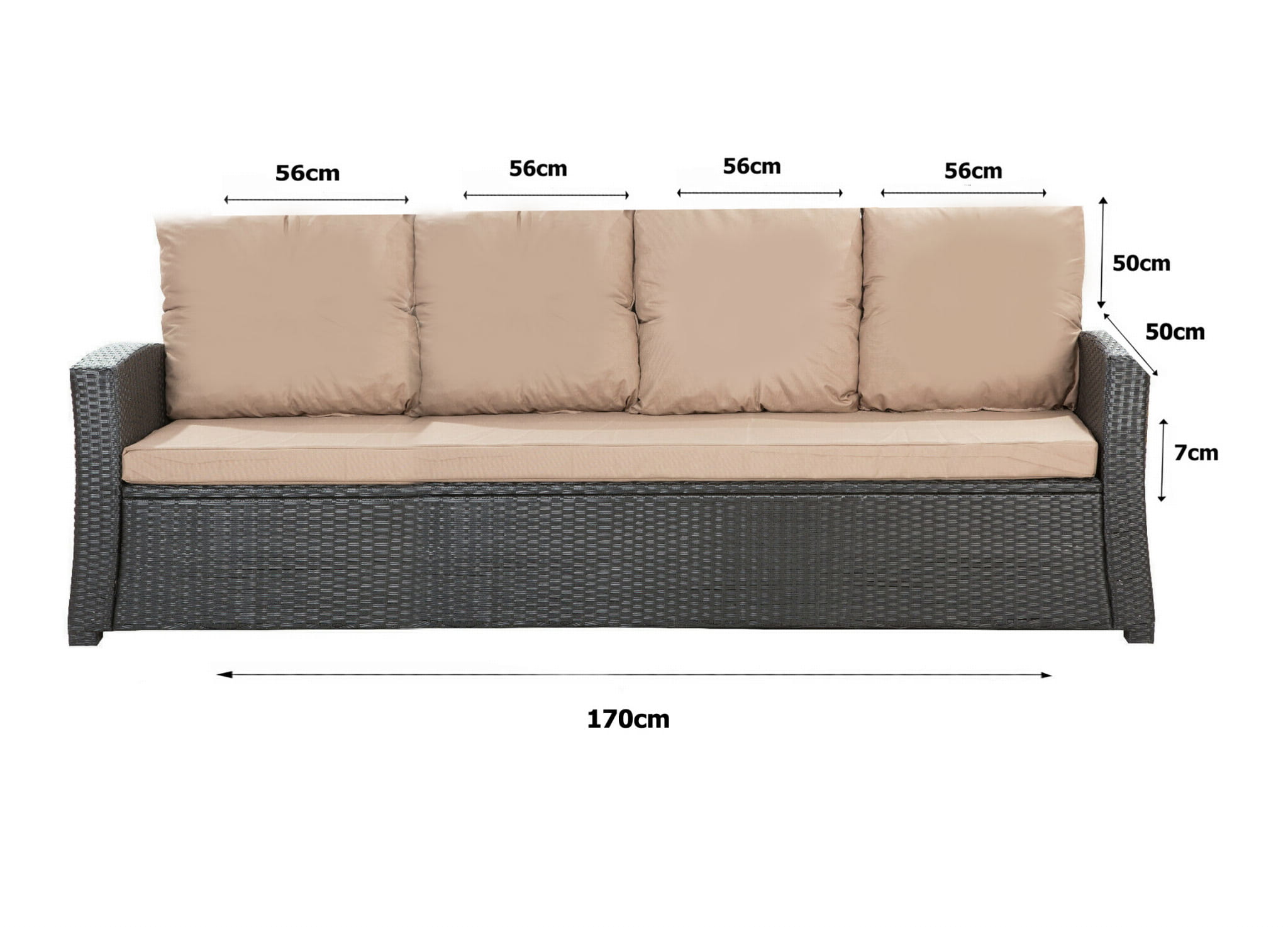Lot De 4 Coussins Pour Meubles De Jardin En Rotin - Anthracite - Housses Imperméables 100% Polyester - Rembourrage épais, Dos Antidérapant